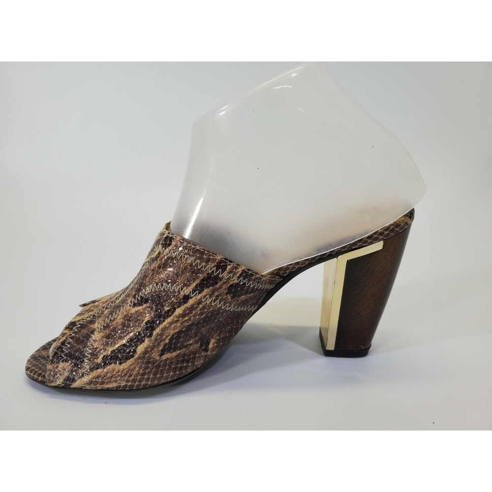 Sesto Meucci Python Leather Open Toe Mule High Heels Shoes women's 6.5 - Picture 5 of 9